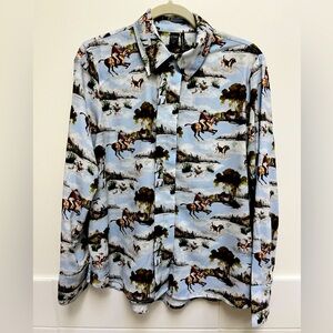 Simons Icone blouse, hunter jumper hunt scene, size L